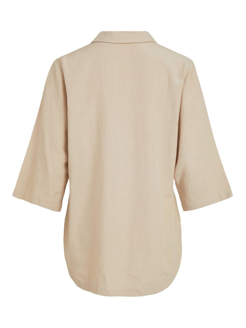 Prisilla V-Neck 3/4 Tunic - Cement - TeeShoppen Group™ - Formal Shirts & Blouses - VILA