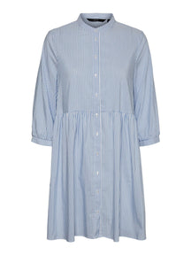 Sisi 3/4 Dress - Blue / White Striped