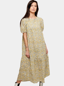 Sofie Long Dress - Blue & Yellow Floral