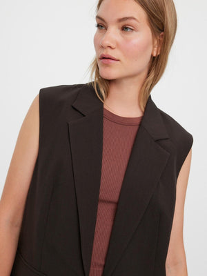 Troian Blazer Vest - Coffee Bean - TeeShoppen Group™ - Blazer - Vero Moda