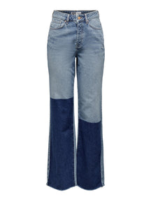 „Zikka“ spalvų blokas Pants - Vidutiniškai mėlynas džinsinis audinys